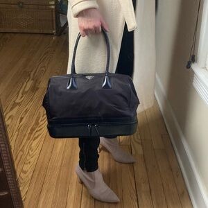 Prada nylon medicine bag top handle train case black burgundy COA‎ included